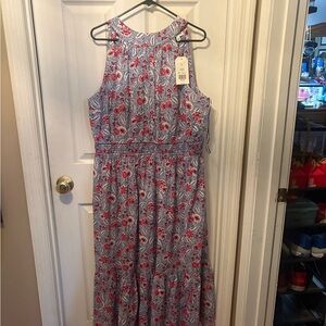 Wonderly Blue and Red Floral Casual Dress